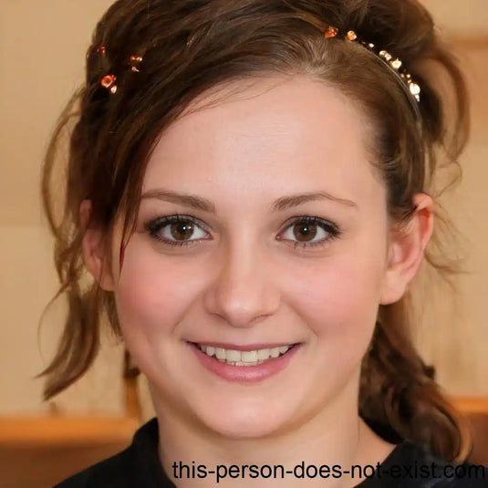 Jeune femme souriante avec les cheveux et les yeux marrons.