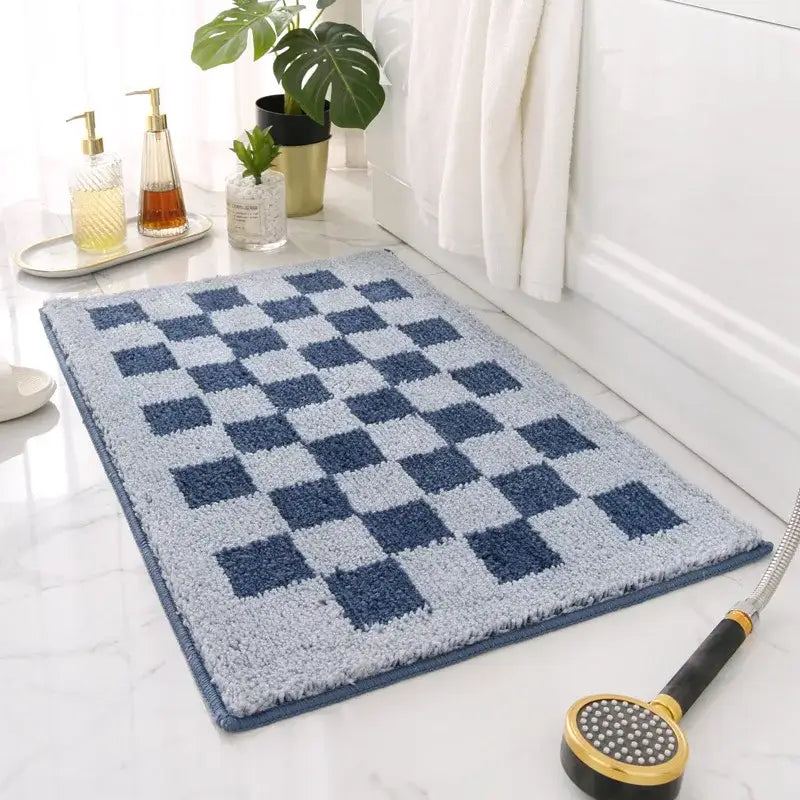 de Bain Damier - bleu / 40x60cm
