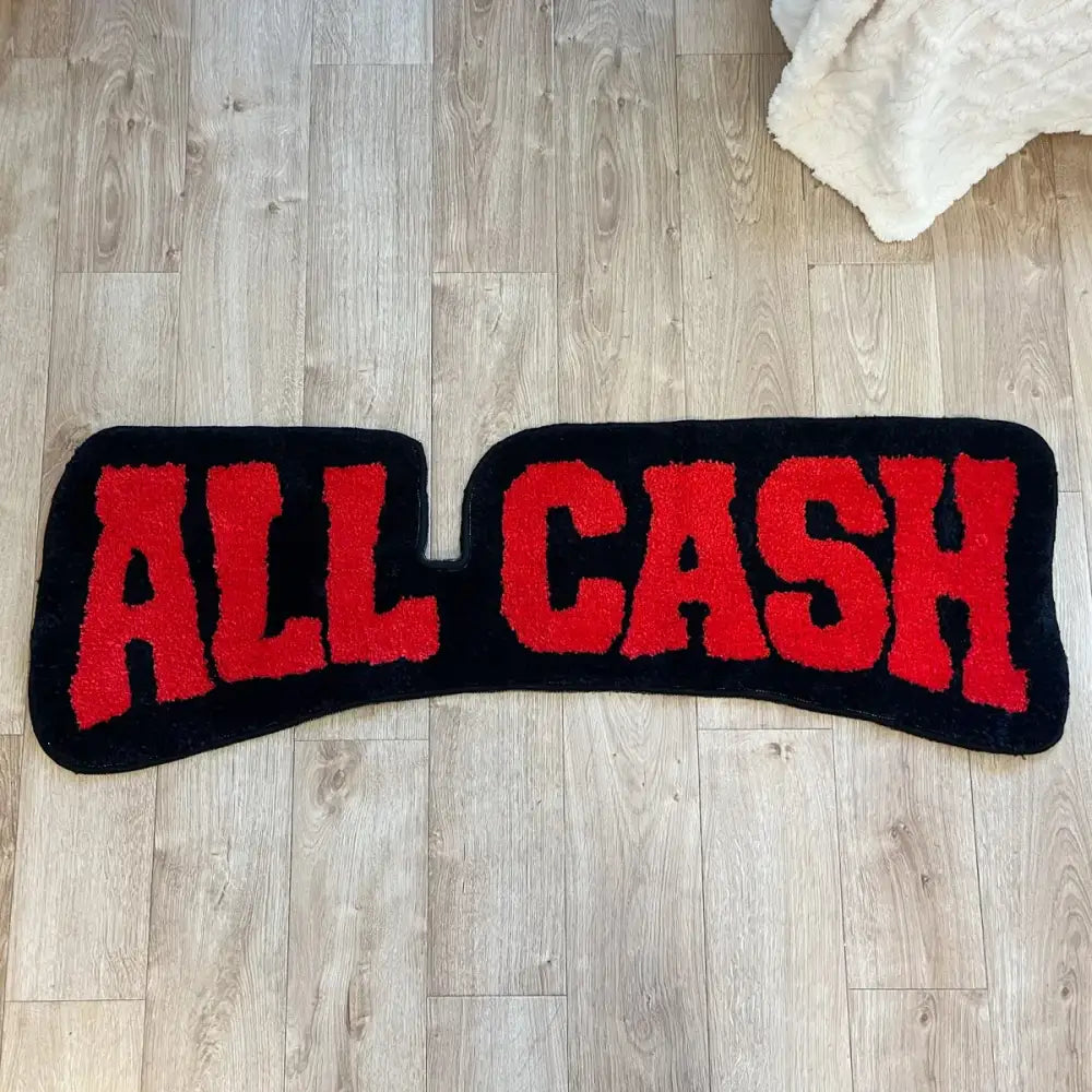 Tapis chambre garçon rouge et noire en peluche avec lettrage en relief all cash pour chambre garçon rouge