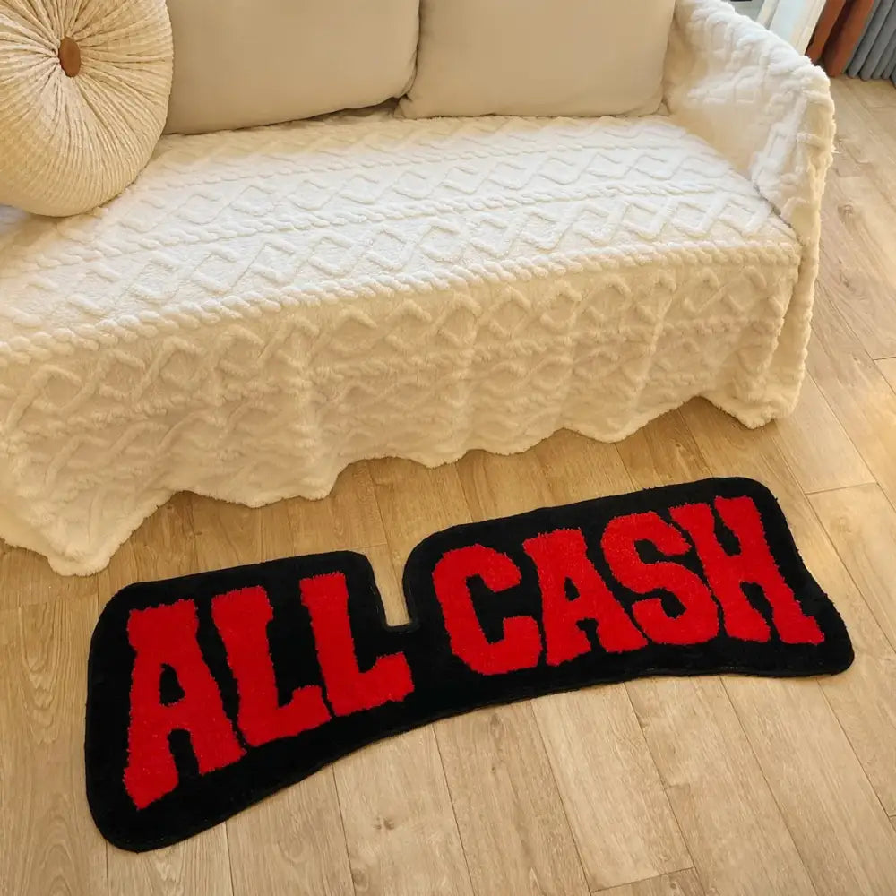 Tapis chambre garçon rouge et noire avec lettres épaisses et floues all cash pour chambre garçon rouge