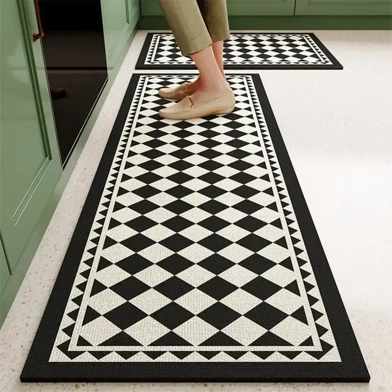 Tapis Cuisine Damier - noir / 50x80cm
