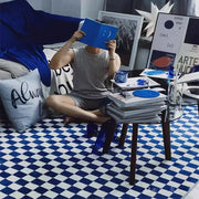 Tapis Damier Bleu - bleu foncé / 80x120cm