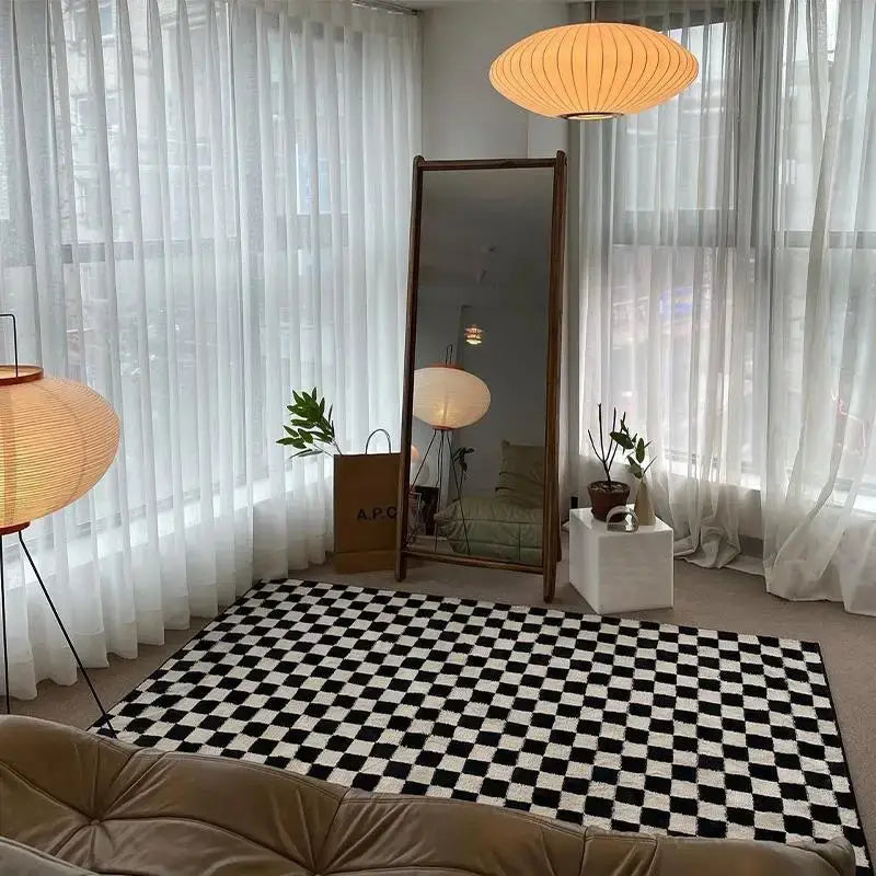 Tapis Damier Noir et Blanc