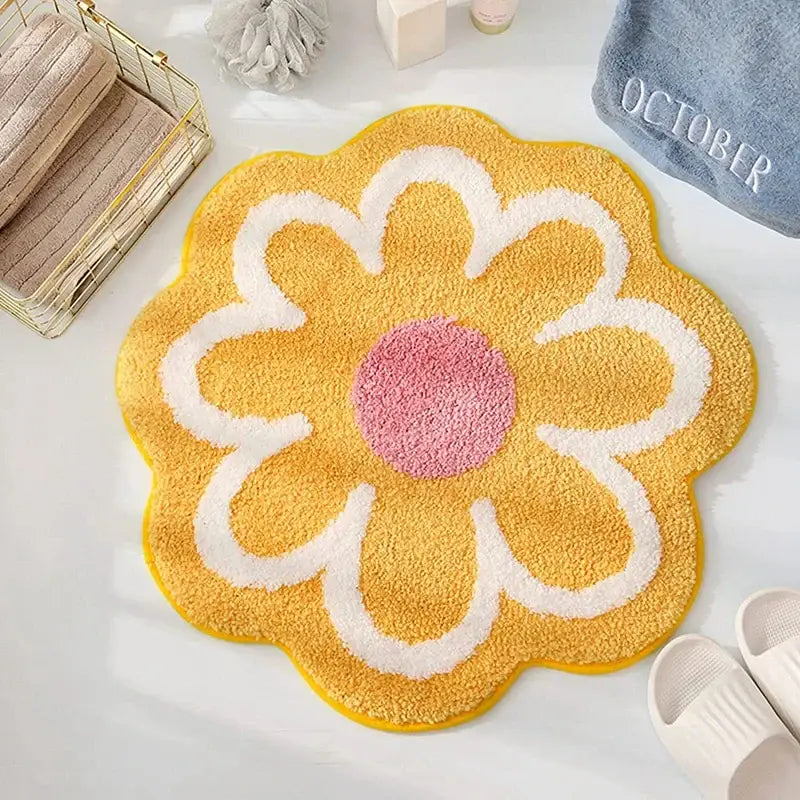 Tapis de Bain Forme Fleur - jaune / 60x60cm
