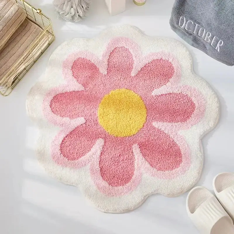 Tapis de Bain Forme Fleur - rose / 60x60cm