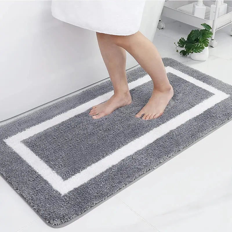 Tapis de Bain Gris et Blanc