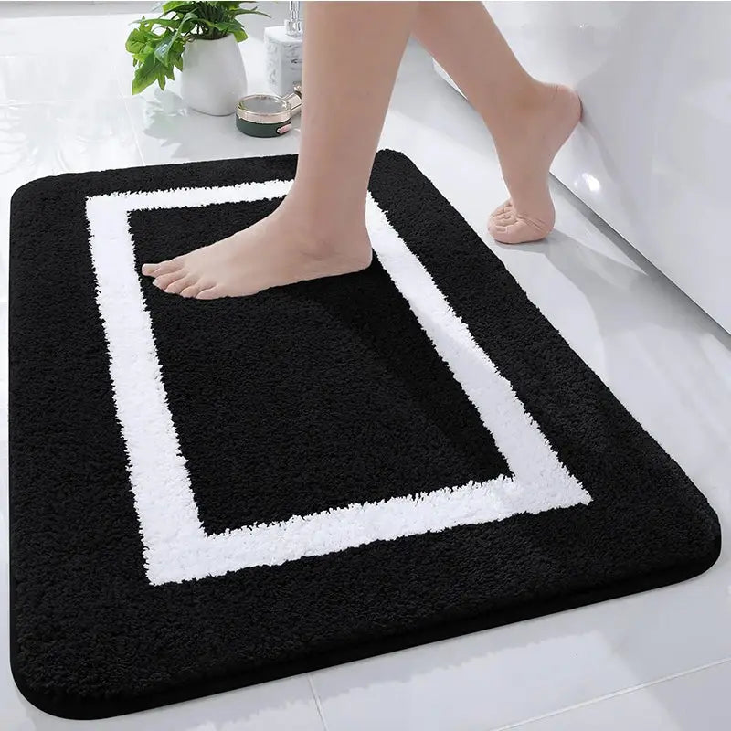 Tapis de Bain Noir et Blanc - noir / 41x61cm
