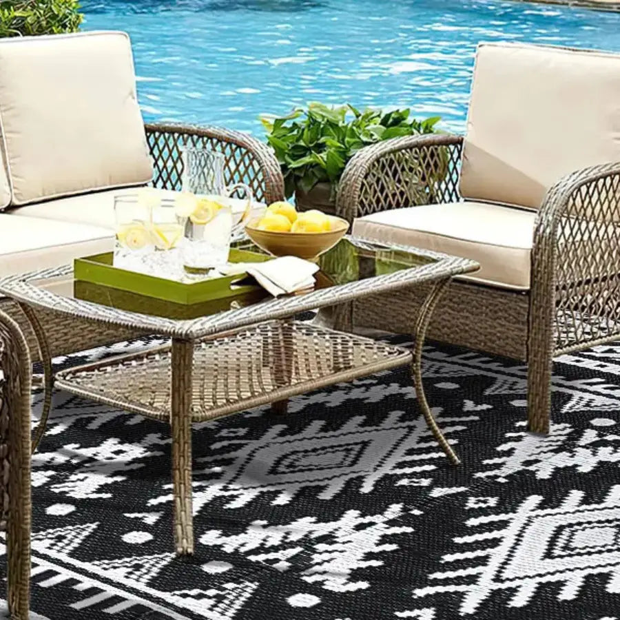 Tapis Exterieur Noir et Blanc
