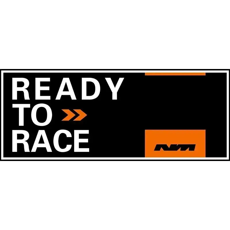 Sticker rectangulaire noir et orange ready to race avec logo ktm pour tapis ktm ready to race