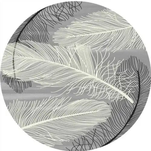 Set de sous-verres en tissu à motif de plumes blanches avec contours noirs.