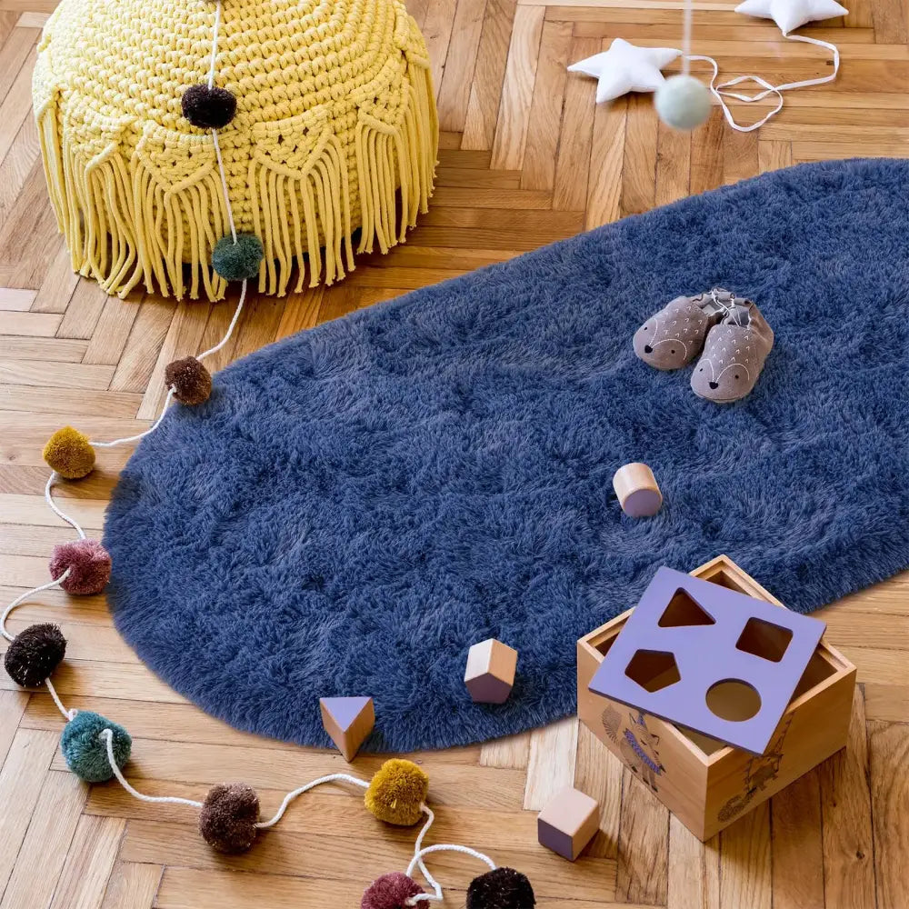 Tapis Ovale Bleu