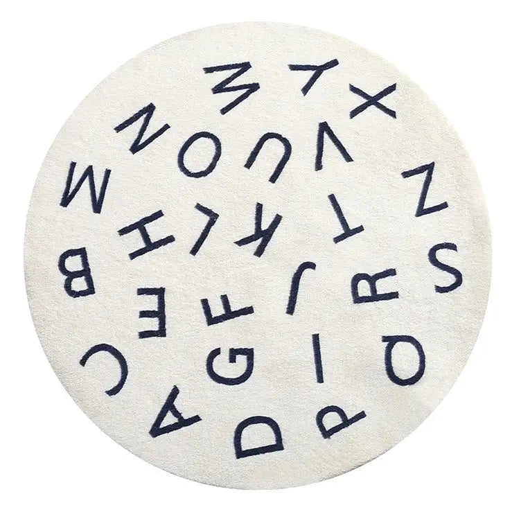 Tapis Rond Alphabet - blanc / 80x80cm