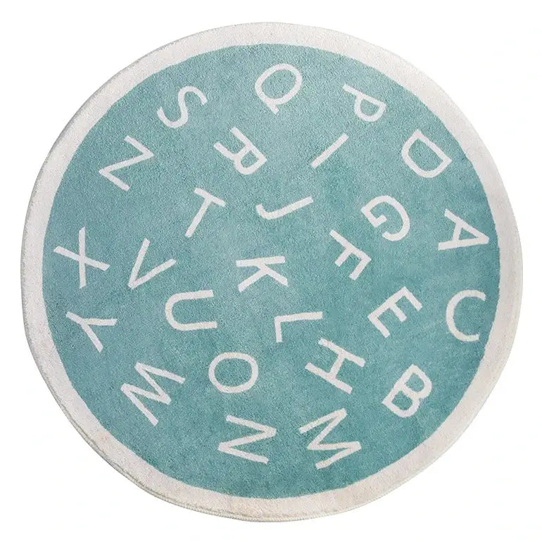 Tapis Rond Alphabet - bleu turquoise / 80x80cm
