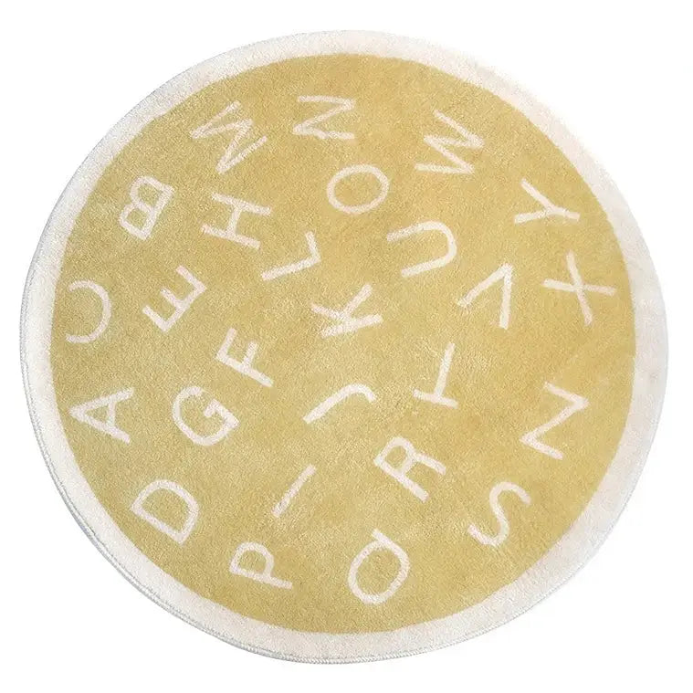 Tapis Rond Alphabet - jaune clair / 80x80cm