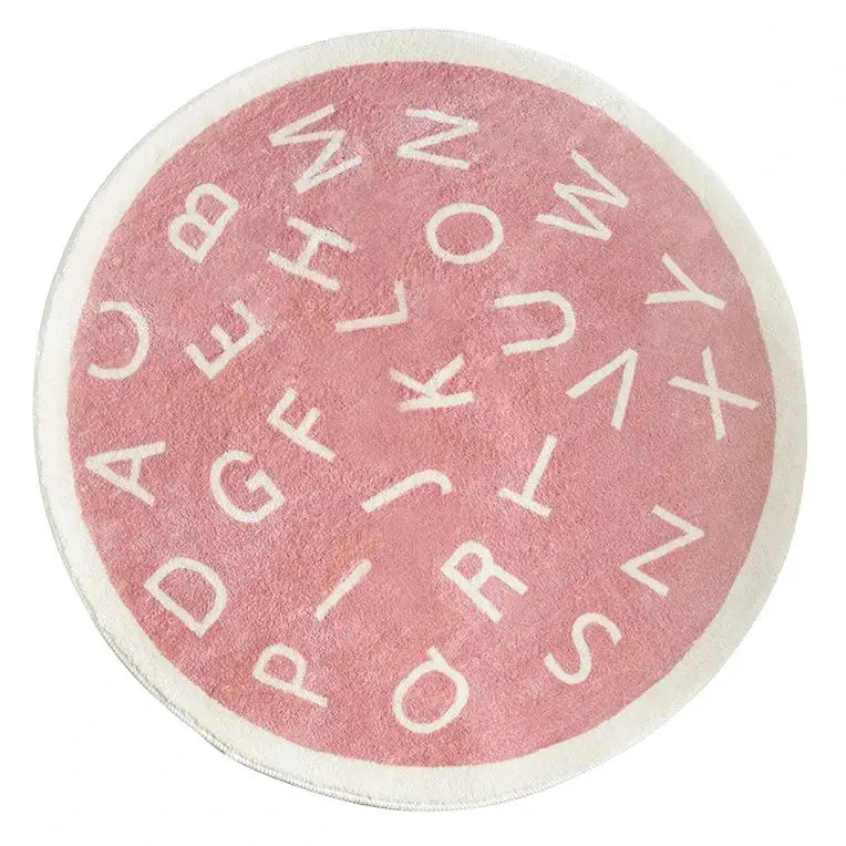 Tapis Rond Alphabet - rose / 80x80cm