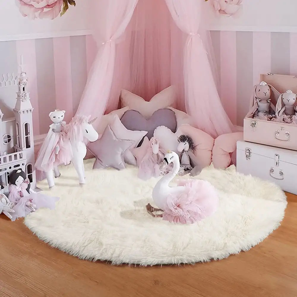 Tapis Rond Blanc Cassé