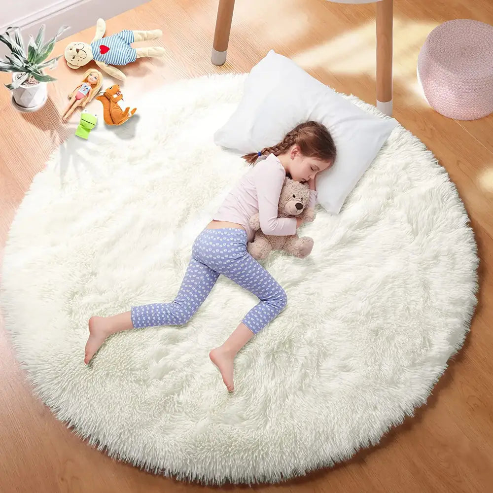 Tapis Rond Blanc Cassé