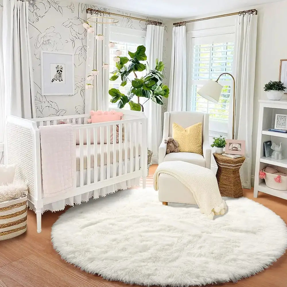 Tapis Rond Blanc Cassé