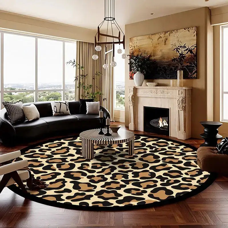 Tapis Rond Leopard - beige / 40x40cm
