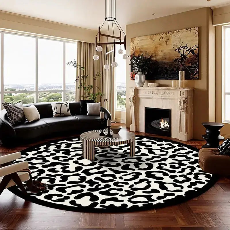 Tapis Rond Leopard - blanc / 40x40cm