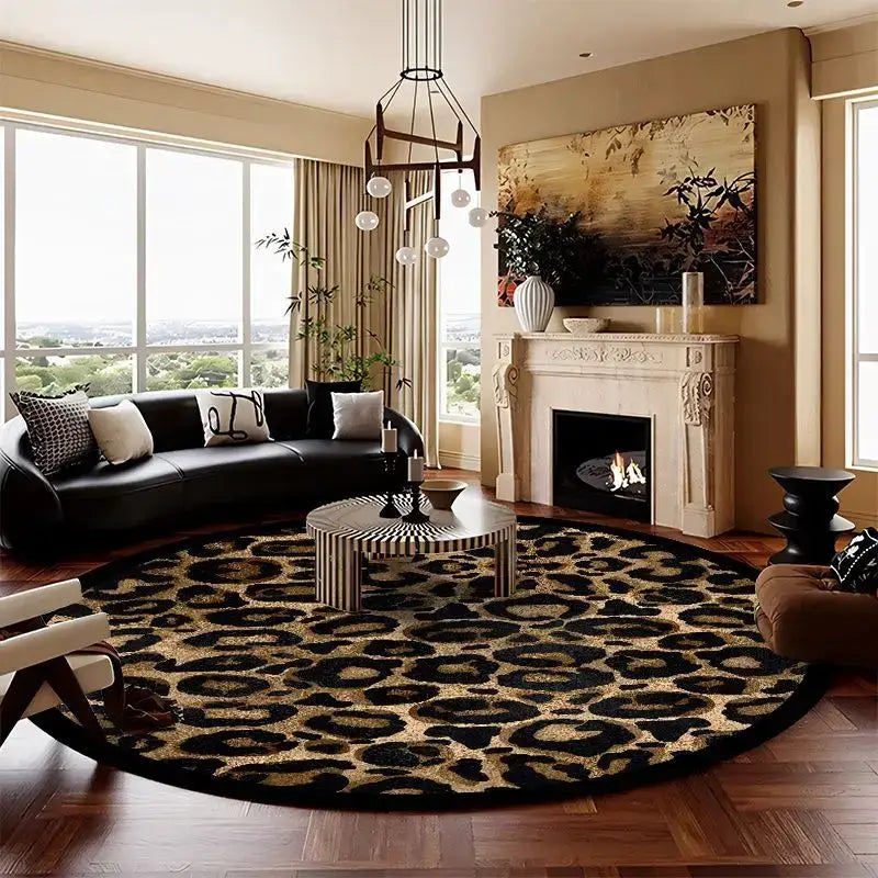 Tapis Rond Leopard - brun / 40x40cm