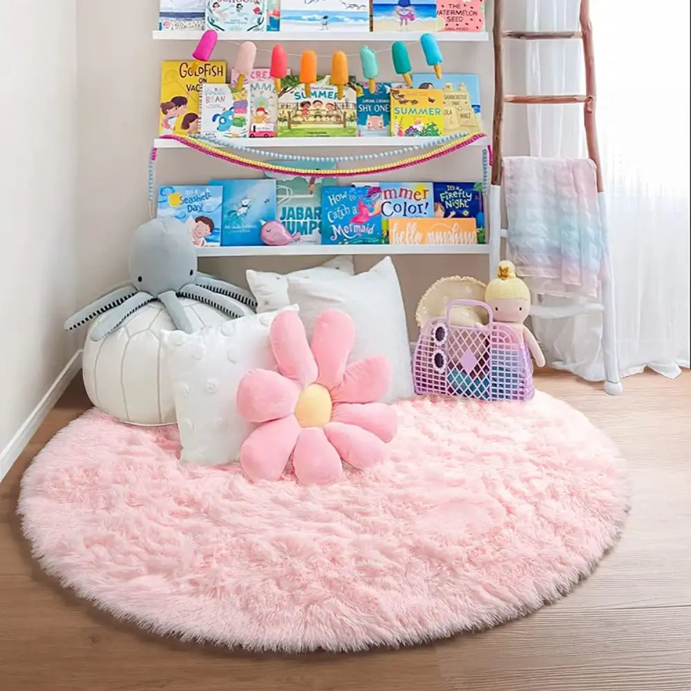 Tapis Rond Rose Poudré