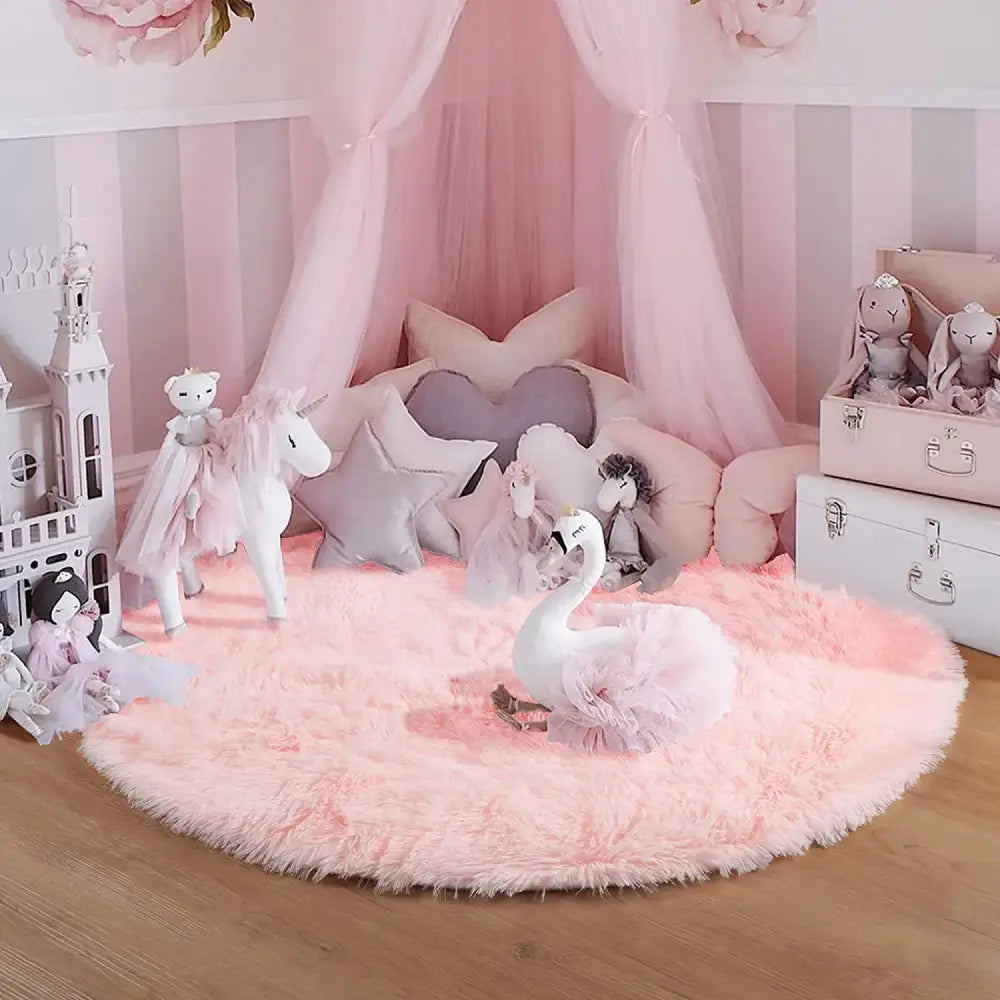 Tapis Rond Rose Poudré