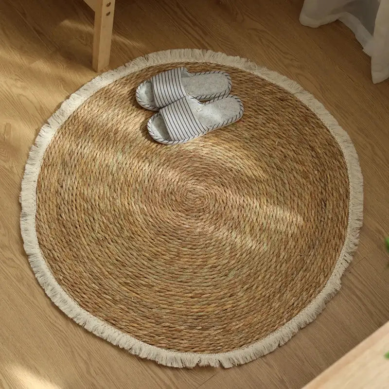 Tapis Rond Tressé - brun clair / 80x80cm