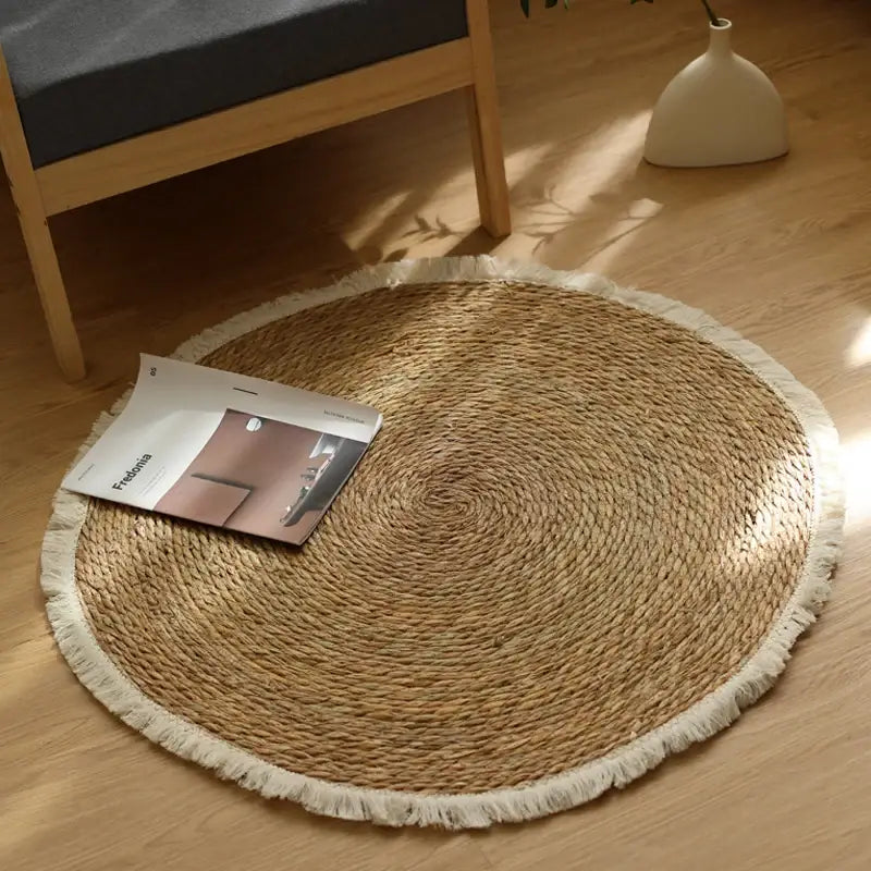 Tapis Rond Tressé - brun clair / 80x80cm