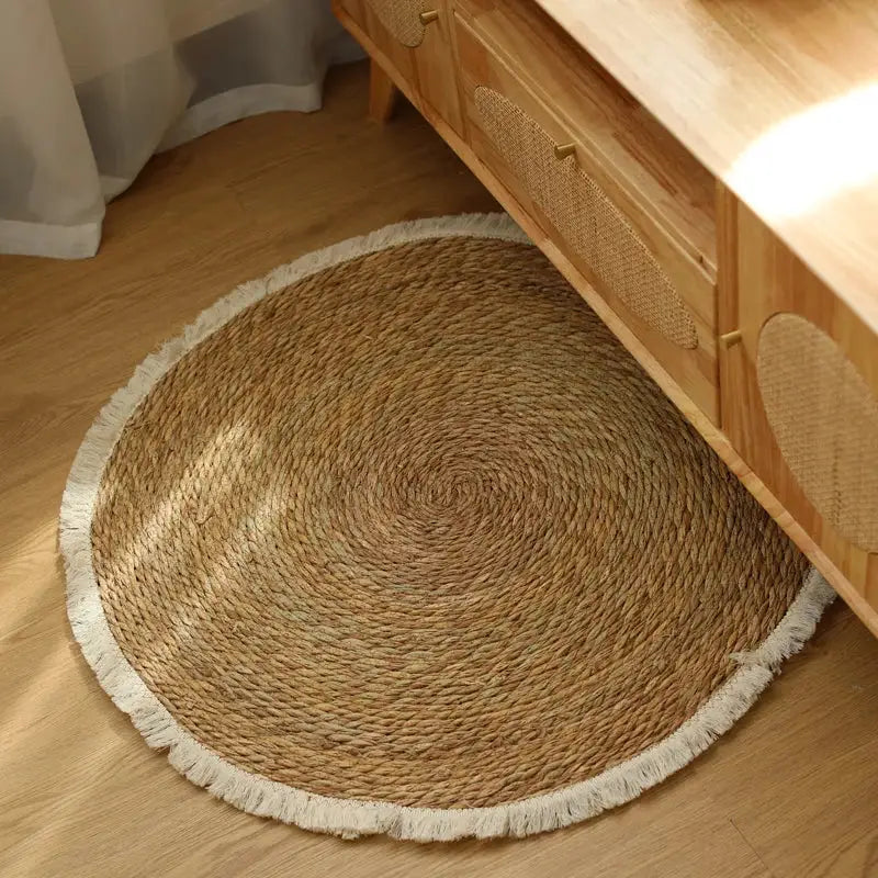 Tapis Rond Tressé - brun clair / 80x80cm